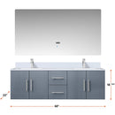 Lexora Geneva 60" W x 22" D Dark Grey Double Bath Vanity Carrara Marble Top with Faucet Set and 60" LED Mirror