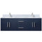 Lexora Geneva 60" W x 22" D Navy Blue Double Bath Vanity Marble Top and Faucet Set