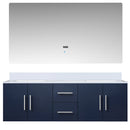 Lexora Geneva 60" W x 22" D Navy Blue Double Bath Vanity Marble Top and 60" LED Mirror