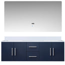 Lexora Geneva 60" W x 22" D Navy Blue Double Bath Vanity Marble Top and 60" LED Mirror