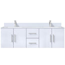 Lexora Geneva 60 " W x 22 " D Glossy White Double Bath Vanity Marble Top and Faucet Set