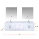 Lexora Geneva 72" W x 22" D Glossy White Double Bath Vanity Marble Top with Faucet Set