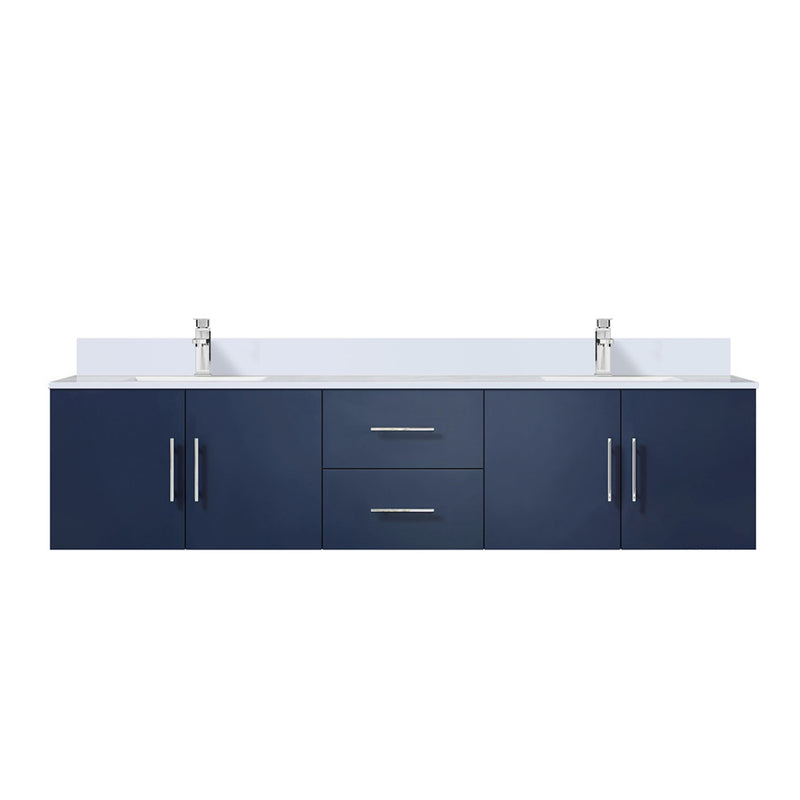 Lexora Geneva 80" W x 22" D Navy Blue Double Bath Vanity and Marble Top with Faucet Set