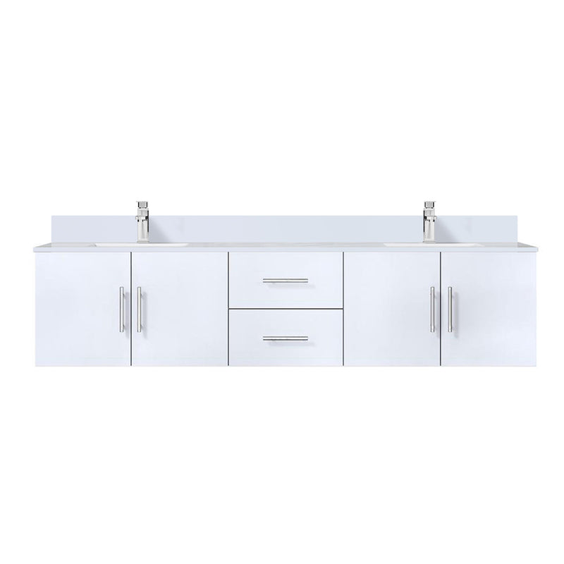 Lexora Geneva 80" W x 22" D Glossy White Double Bath Vanity and Marble Top with Faucet Set