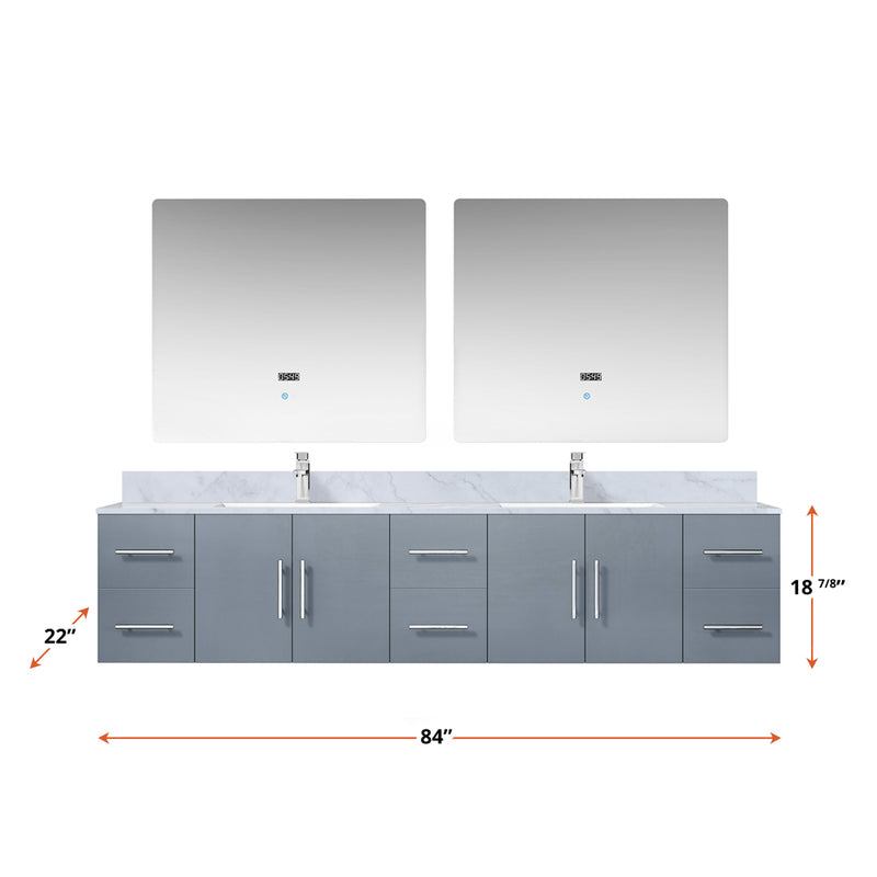 Lexora Geneva 84" W x 22" D Double Bath Vanity, Marble Top with Faucet Set