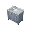 Lexora Jacques 36" W x 22" D Offset Dark Grey Single Bath Vanity with Marble Top, and Faucet Set