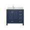 Lexora Jacques 36" W x 22" D Offset Navy Blue Single Bath Vanity with Marble Top, and Faucet Set