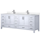 Lexora Jacques 84" W x 22" D White Double Bath Vanity with Marble Top and Faucet Set