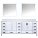 Lexora Jacques 84" W x 22" D White Double Bath Vanity with Marble Top and 34" Mirrors