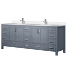 Lexora Jacques 84" W x 22" D Dark Grey Double Bath Vanity Marble Top and Faucet Set