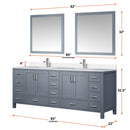 Lexora Jacques 84" W x 22" D Dark Grey Double Bath Vanity with Marble Top and 34" Mirrors