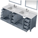 Lexora Jacques 84" W x 22" D Dark Grey Double Bath Vanity Marble Top with Faucet Set and 34" Mirrors