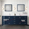 Lexora Jacques 84" W x 22" D Navy Blue Double Bath Vanity with Marble Top and Faucet Set