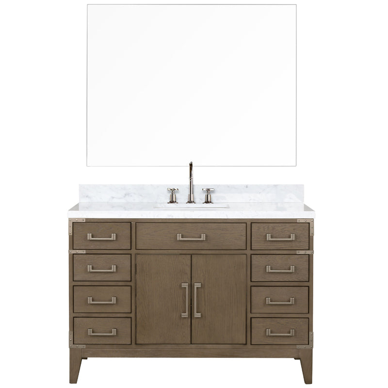 Lexora Laurel 48" W x 22" D Single Bath Vanity Carrara Marble Top with Faucet Set and 46" Mirror