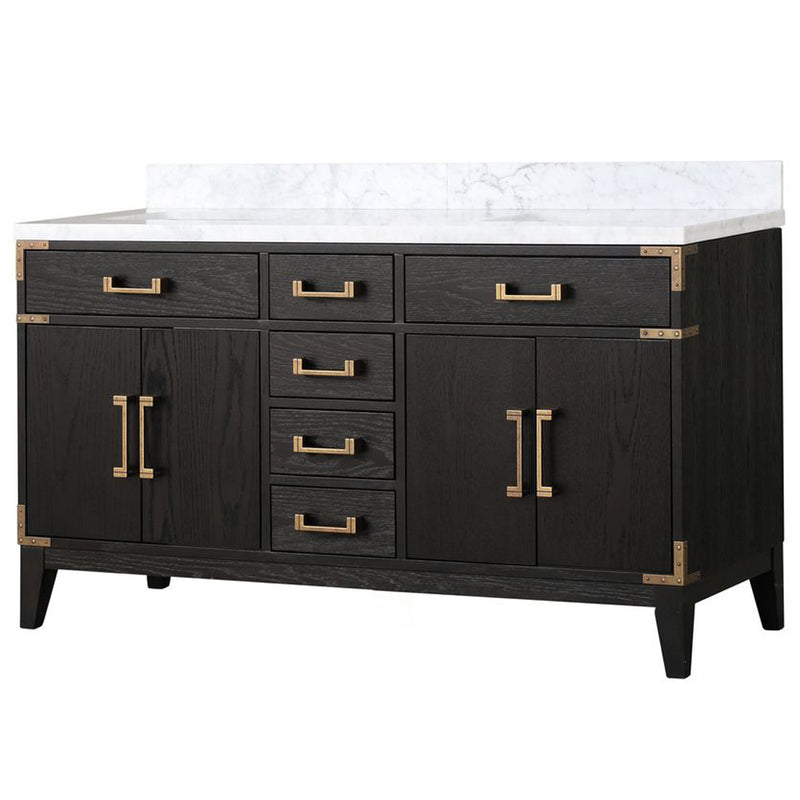 Lexora Laurel 60" W x 22" D Double Bath Vanity and Carrara Marble Top