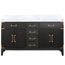 Lexora Laurel 60" W x 22" D Double Bath Vanity and Carrara Marble Top