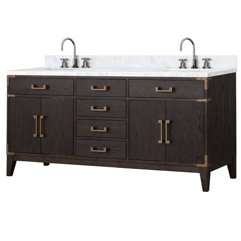 Lexora Laurel 72" W x 22" D Double Bath Vanity Carrara Marble Top and Faucet Set