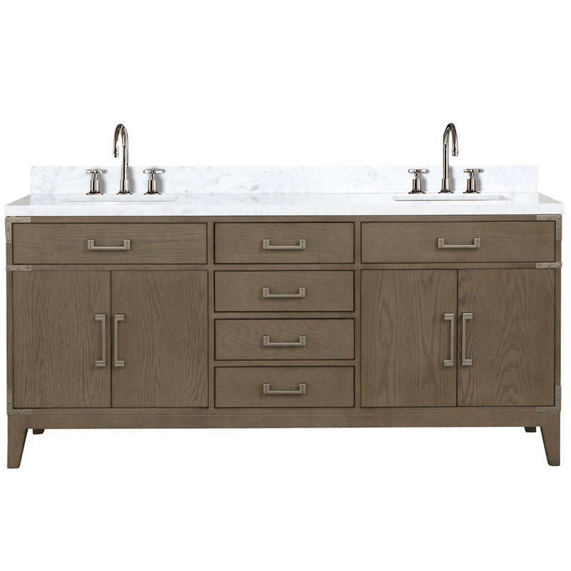 Lexora Laurel 72" W x 22" D Double Bath Vanity Carrara Marble Top and Faucet Set