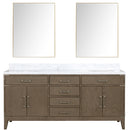 Lexora Laurel 72" W x 22" D Double Bath Vanity Carrara Marble Top and 34" Mirrors