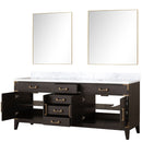 Lexora Laurel 80 " W x 22 " D Black Oak Double Bath Vanity Carrara Marble Top and 36 " Mirrors