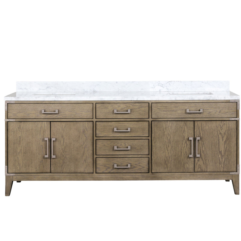 Lexora Laurel 80" W x 22" D Double Bath Vanity and Carrara Marble Top