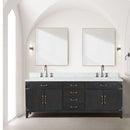 Lexora Laurel 84" W x 22" D Double Bath Vanity Carrara Marble Top with Faucet Set and 36" Mirrors