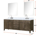 Lexora Laurel 84" W x 22" D Double Bath Vanity Carrara Marble Top and 36" Mirrors