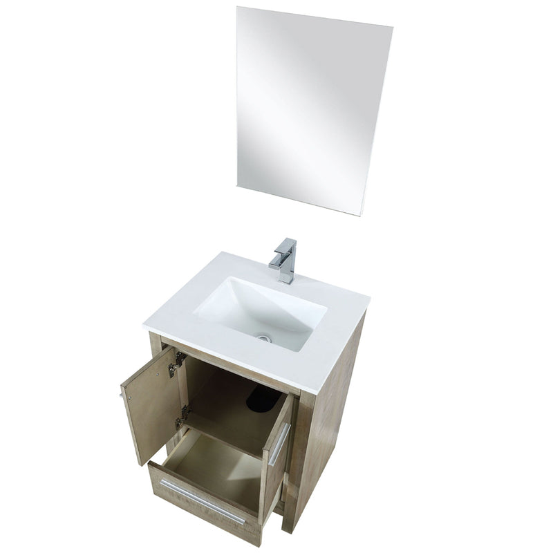 Lexora Lafarre 24" W x 20" D Rustic Acacia Bath Vanity Cultured Marble Top with Faucet Set and 18" Mirror