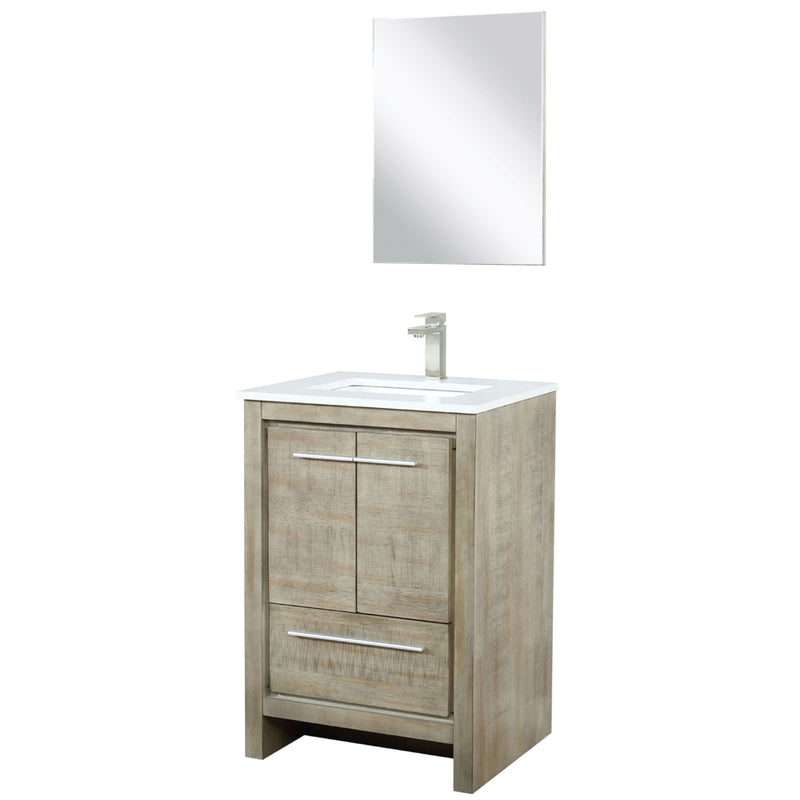 Lexora Lafarre 24" W x 20" D Rustic Acacia Bath Vanity Cultured Marble Top with Faucet Set and 18" Mirror