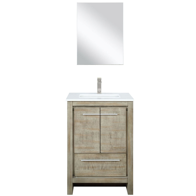 Lexora Lafarre 24" W x 20" D Rustic Acacia Bath Vanity Cultured Marble Top with Faucet Set and 18" Mirror