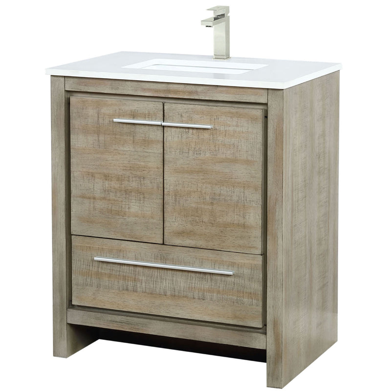 Lexora Lafarre 30" W x 20" D Rustic Acacia Bath Vanity Cultured Marble Top and Faucet Set