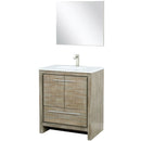 Lexora Lafarre 30" W x 20" D Rustic Acacia Bath Vanity Cultured Marble Top with Faucet Set and 28" Mirror