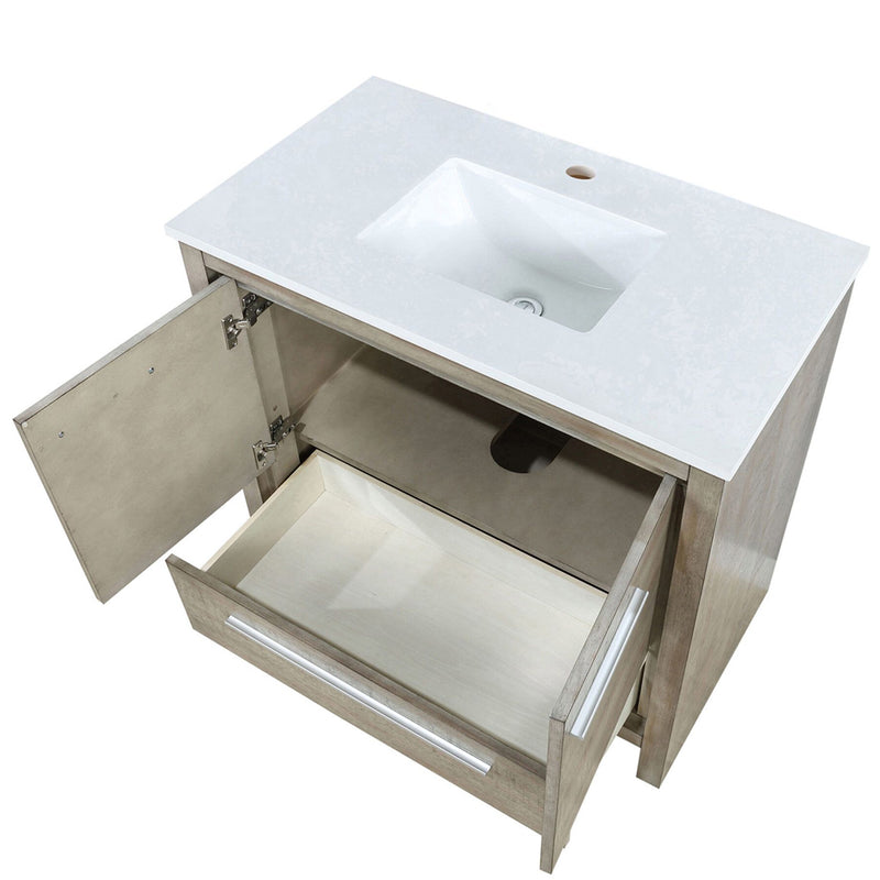 Lexora Lafarre 36" W x 20" D Rustic Acacia Bath Vanity and Marble Top