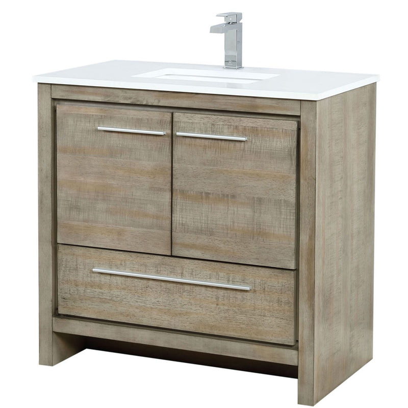 Lexora Lafarre 36" W x 20" D Rustic Acacia Bath Vanity Cultured Marble Top and Faucet Set