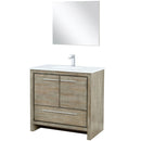 Lexora Lafarre 36" W x 20" D Rustic Acacia Bath Vanity Cultured Marble Top with Faucet Set and 28" Mirror