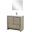 Lexora Lafarre 36" W x 20" D Rustic Acacia Bath Vanity Cultured Marble Top with Faucet Set and 28" Mirror