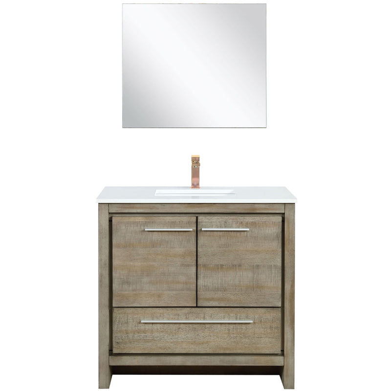 Lexora Lafarre 36" W x 20" D Rustic Acacia Bath Vanity Cultured Marble Top with Faucet Set and 28" Mirror