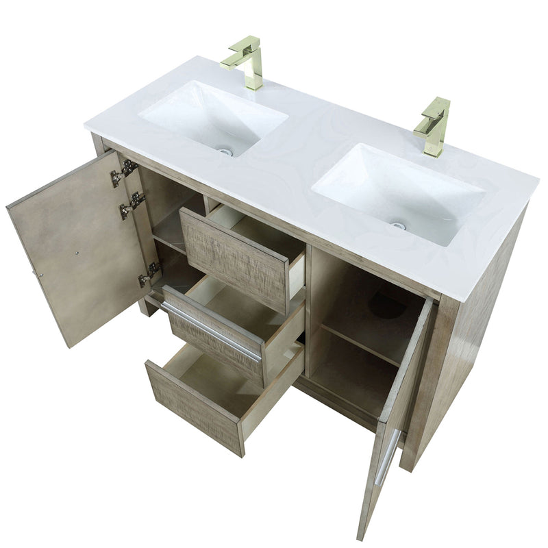 Lexora Lafarre 48" W x 20" D Rustic Acacia Double Bath Vanity Cultured Marble Top with Faucet Set