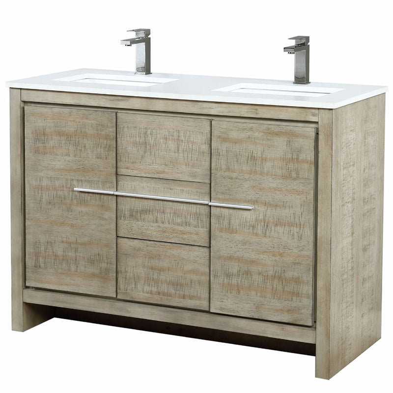 Lexora Lafarre 48" W x 20" D Rustic Acacia Double Bath Vanity Cultured Marble Top with Faucet Set