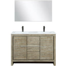 Lexora Lafarre 48" W x 20" D Rustic Acacia Double Bath Vanity Cultured Marble Top with Faucet Set and 43" Mirror