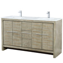 Lexora Lafarre 60" W x 20" D Rustic Acacia Double Bath Vanity Cultured Marble Top and Faucet Set