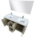 Lexora Lafarre 60" W x 20" D Rustic Acacia Double Bath Vanity Cultured Marble Top with Faucet Set and 55" Mirror