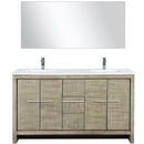 Lexora Lafarre 60" W x 20" D Rustic Acacia Double Bath Vanity Cultured Marble Top with Faucet Set and 55" Mirror