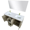 Lexora Lafarre 60" W x 20" D Rustic Acacia Double Bath Vanity Cultured Marble Top with Faucet Set and 55" Mirror