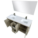 Lexora Lafarre 60" W x 20" D Rustic Acacia Double Bath Vanity Cultured Marble Top with Faucet Set and 55" Mirror