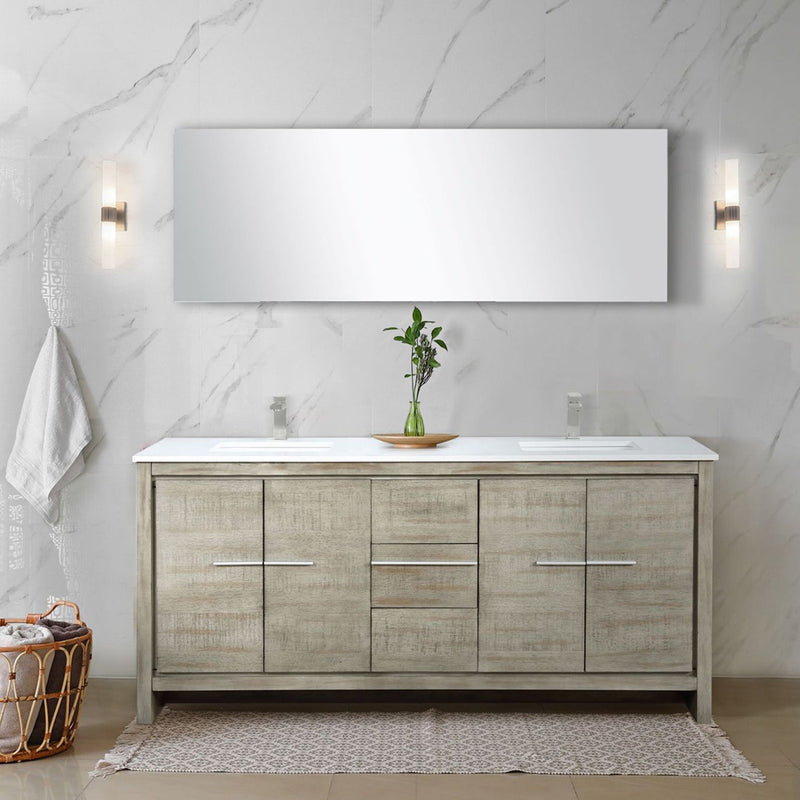 Lexora Lafarre 72" W x 20" D Rustic Acacia Double Bath Vanity Cultured Marble Top with Faucet Set