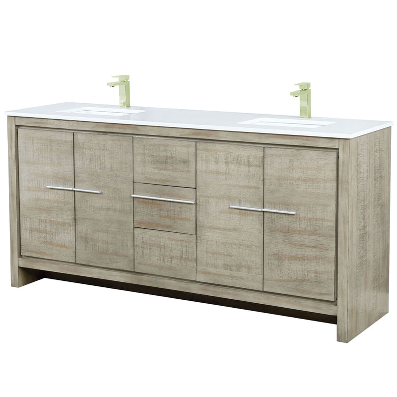 Lexora Lafarre 72" W x 20" D Rustic Acacia Double Bath Vanity Cultured Marble Top with Faucet Set