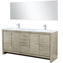 Lexora Lafarre 72" W x 20" D Rustic Acacia Double Bath Vanity Cultured Marble Top with Faucet Set and 70" Mirror