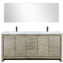 Lexora Lafarre 72" W x 20" D Rustic Acacia Double Bath Vanity Cultured Marble Top with Faucet Set and 70" Mirror