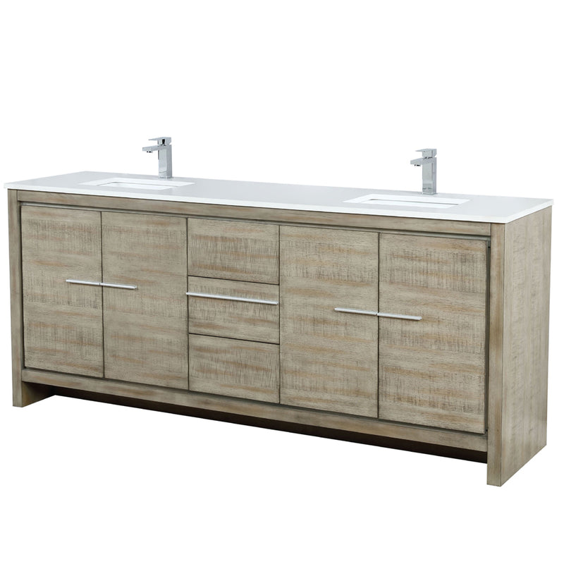 Lexora Lafarre 80" W x 20" D Rustic Acacia Double Bath Vanity Cultured Marble Top with Faucet Set